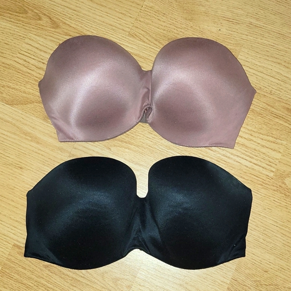 2 Victorias Secret Body By Victoria Strapless Bras 34DDD